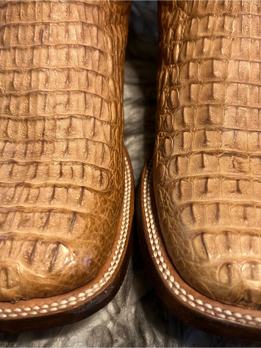 RESISTOL MEN CAIMAN & LEATHER Western Boots with Dark Brown Shaft Sz 7 D - Picture 3 of 14